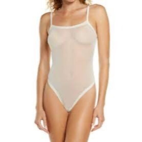 SKIMS Summer Mesh Strappy Cami Bodysuit Bone XS - Picture 1 of 12